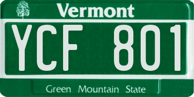 VT license plate YCF801