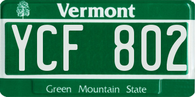 VT license plate YCF802