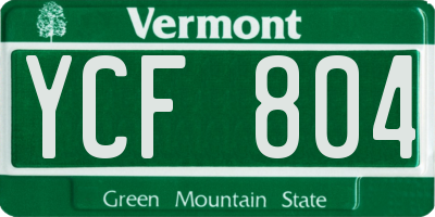 VT license plate YCF804