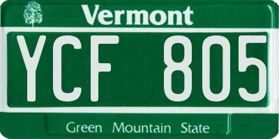 VT license plate YCF805