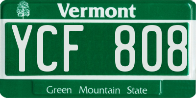 VT license plate YCF808
