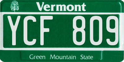 VT license plate YCF809