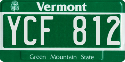 VT license plate YCF812