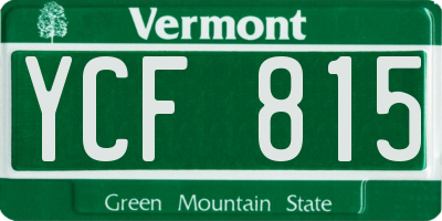 VT license plate YCF815