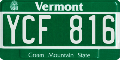 VT license plate YCF816