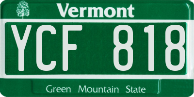 VT license plate YCF818