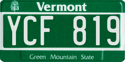 VT license plate YCF819
