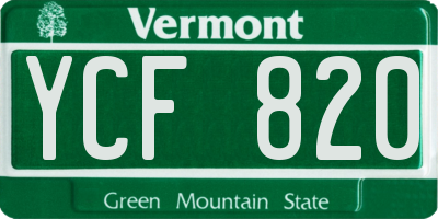 VT license plate YCF820