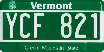 VT license plate YCF821