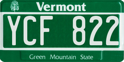VT license plate YCF822