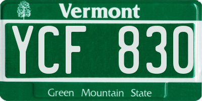 VT license plate YCF830