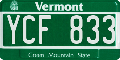 VT license plate YCF833