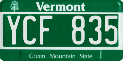 VT license plate YCF835