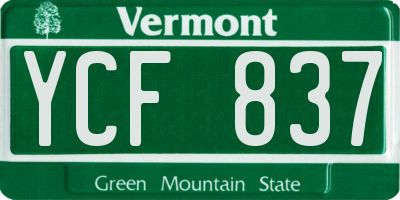 VT license plate YCF837