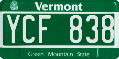 VT license plate YCF838