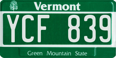 VT license plate YCF839