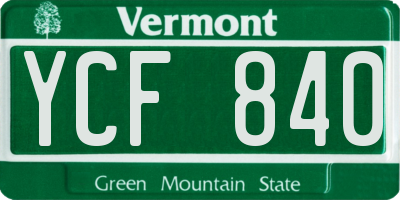 VT license plate YCF840