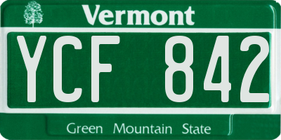 VT license plate YCF842