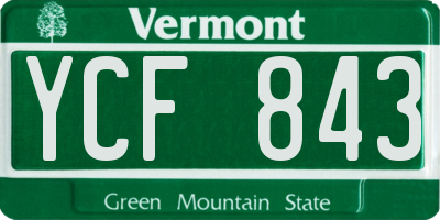 VT license plate YCF843