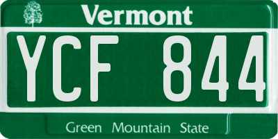 VT license plate YCF844