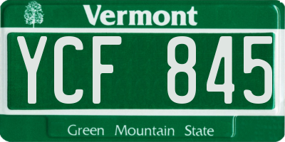 VT license plate YCF845