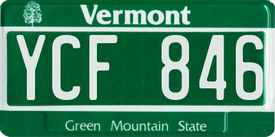 VT license plate YCF846