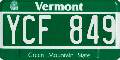 VT license plate YCF849