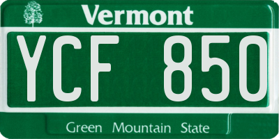 VT license plate YCF850