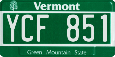 VT license plate YCF851