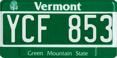 VT license plate YCF853