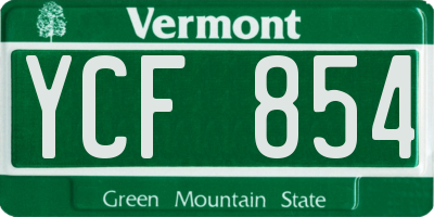 VT license plate YCF854