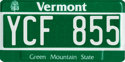 VT license plate YCF855