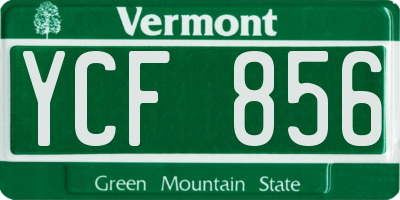 VT license plate YCF856