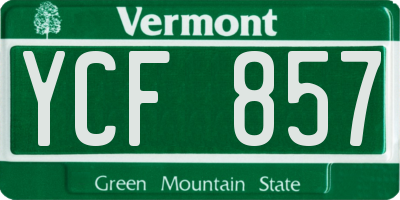 VT license plate YCF857