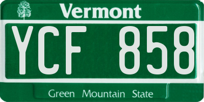 VT license plate YCF858