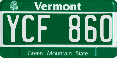 VT license plate YCF860
