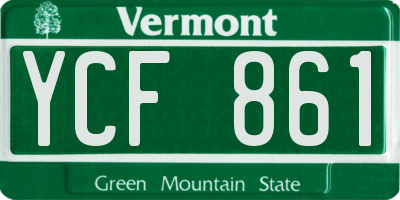 VT license plate YCF861