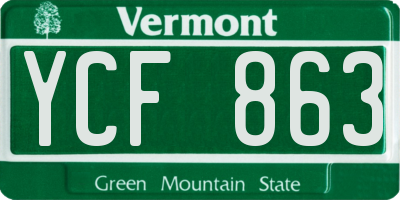 VT license plate YCF863