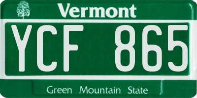 VT license plate YCF865