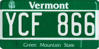 VT license plate YCF866