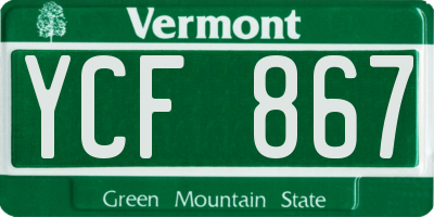 VT license plate YCF867