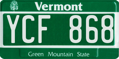 VT license plate YCF868