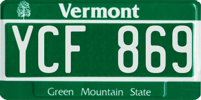 VT license plate YCF869