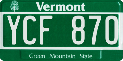 VT license plate YCF870