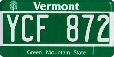 VT license plate YCF872