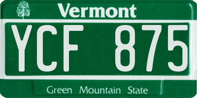 VT license plate YCF875