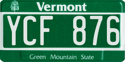 VT license plate YCF876