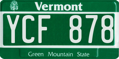 VT license plate YCF878