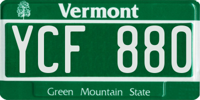 VT license plate YCF880