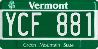 VT license plate YCF881